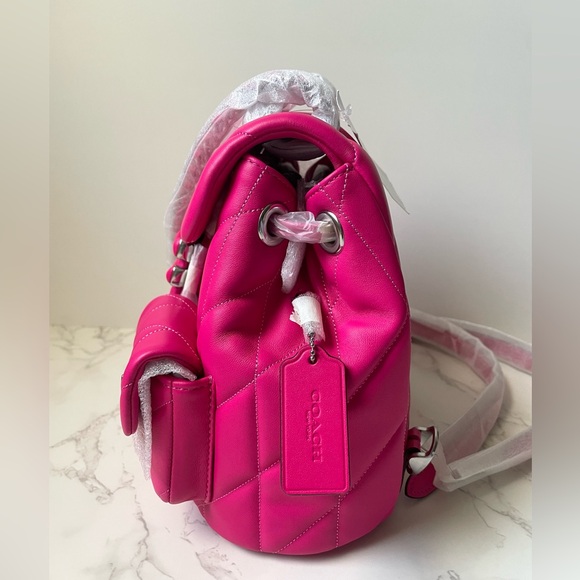 ❌SOLD❌ New Coach Tabby Quilted Backpack Dragonfruit Shoulder Bag - Hot Pink - Picture 5 of 15